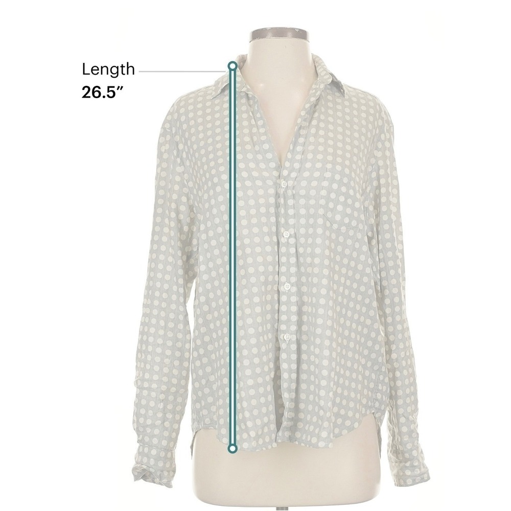 Frank & Eileen Eileen Gray and White Polka Dot Button Down Shirt Small - Picture 5 of 5